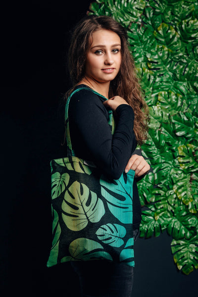 Shopping bag made of wrap fabric (100% cotton) - MONSTERA