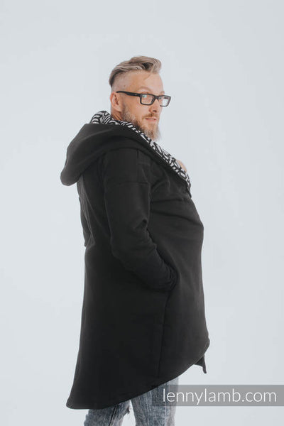 Coat - Asymmetrical Hoodie - Black with Hematite - size XXL