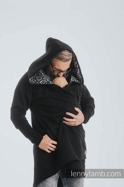 Coat - Asymmetrical Hoodie - Black with Hematite - size XXL