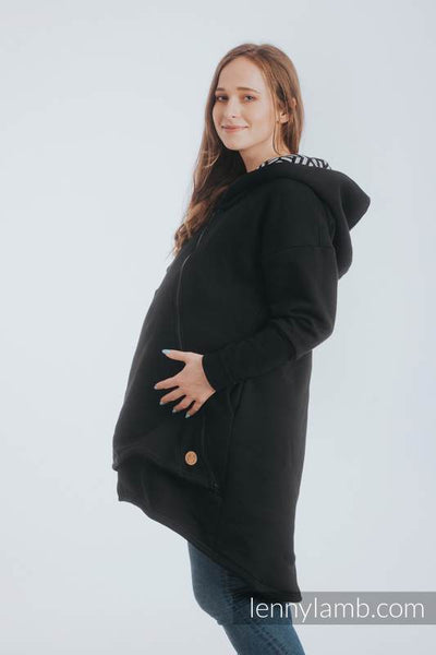 Coat - Asymmetrical Hoodie - Black with Hematite - size XXL