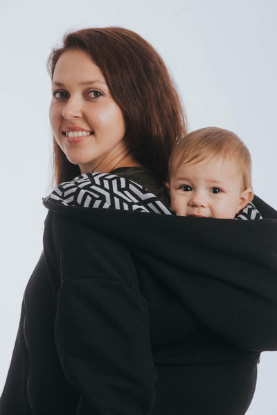 Coat - Asymmetrical Hoodie - Black with Hematite - size XXL