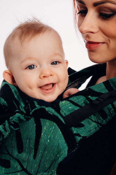 LennyGo Ergonomic Carrier, Baby Size, jacquard weave 78% cotton 22% silk - MONSTERA - URBAN JUNGLE