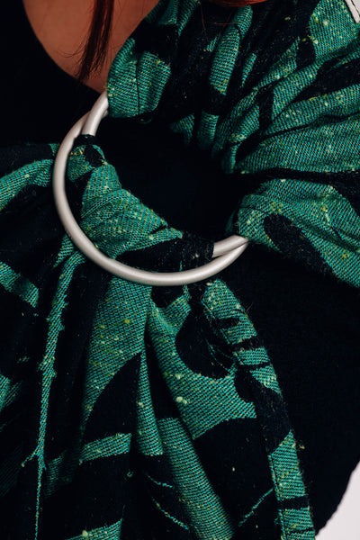 Ringsling, Jacquard Weave, with gathered shoulder (78% cotton 22% silk - MONSTERA - URBAN JUNGLE - standard 1.8m