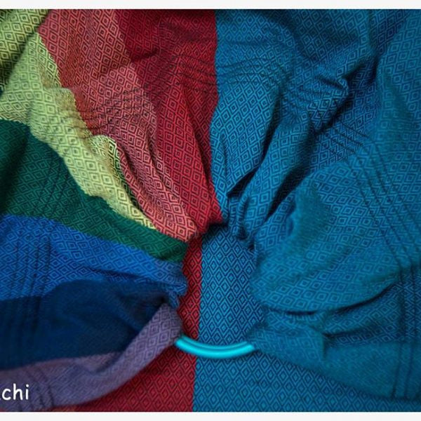 Bebe Sachi Ring Sling – Cyan/Rainbow