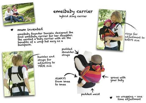 Emeibaby Hybrid Baby Carrier Full Ornament Rainbow Dark