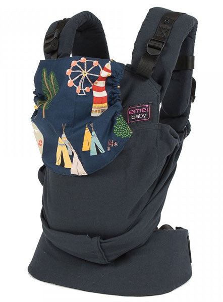 Emeibaby Hybrid Baby Carrier Full Black with Camping Hood