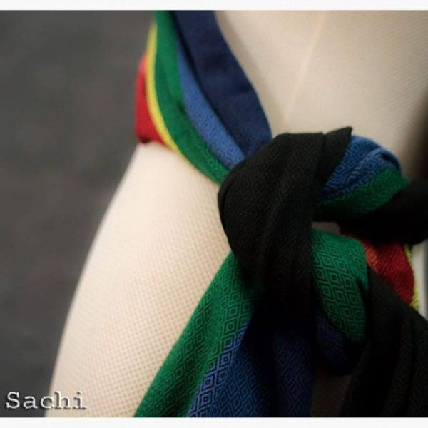 Bebe Sachi Knot wrap/Scarve/Doll wrap – Black/Rainbow